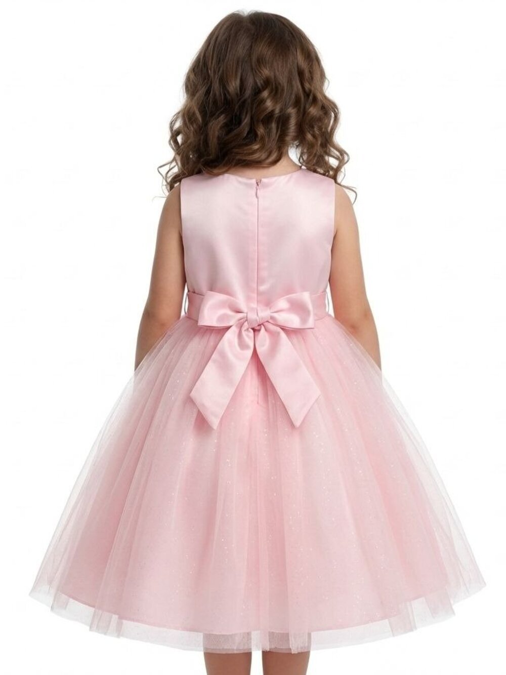 Girls Pink Party Dress Floral Embroidered Tulle Flower Petal Hem Birthday - Picture 2 of 2